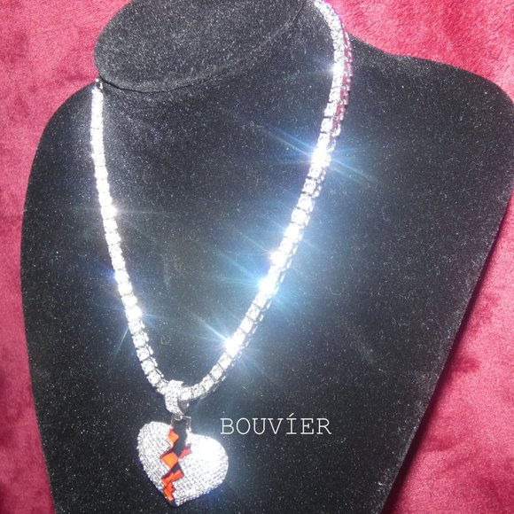 White Gold Diamond Heartbreak Tennis Chain - Picture 2 of 2
